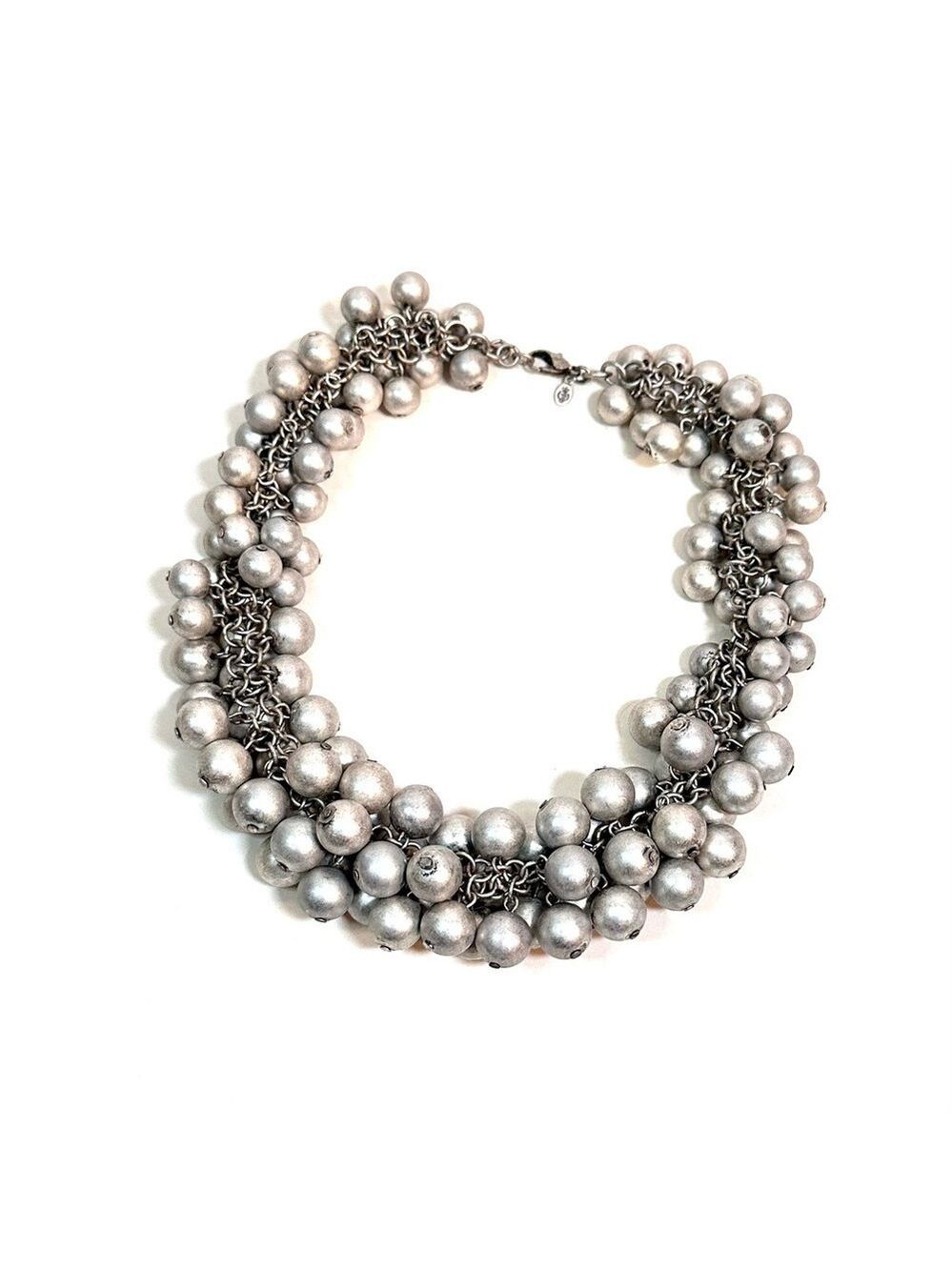 PREMIER DESIGNS Antiqued Silver Bead Cluster Statement Necklace | NWOT
